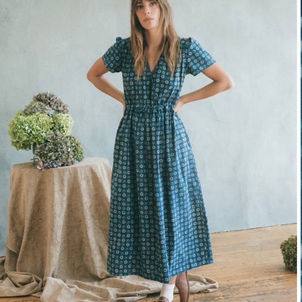 Christy Dawn - the Dawn Dress in Indigo Daisy - size L